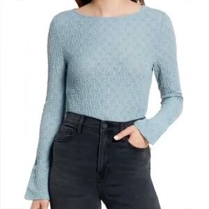 Nordstrom Treasure & Bond Blouse Top Textured Split Sleeve Cuff Cotton Blend